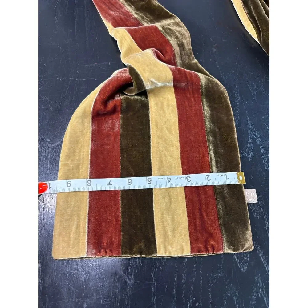 Vintage 90s Y2K Striped Soft Brown Neutral Tone Scarf- 68x9.5